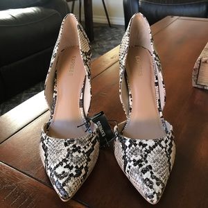 Express snake print/snakeskin D’Orsay high heels